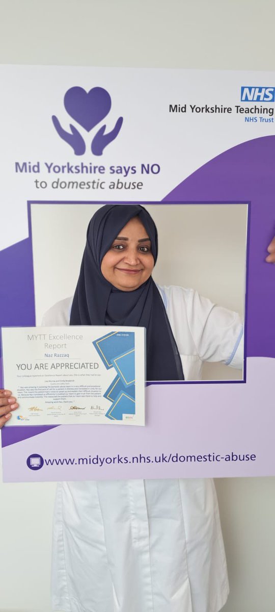 Celebrating excellent practice & support provided to a victim of domestic violence abuse @MidYorkshireNHS by @NazKhan23069493 Thank you 🤩 @myttacd @MYQualityImpro1 @RyClay84