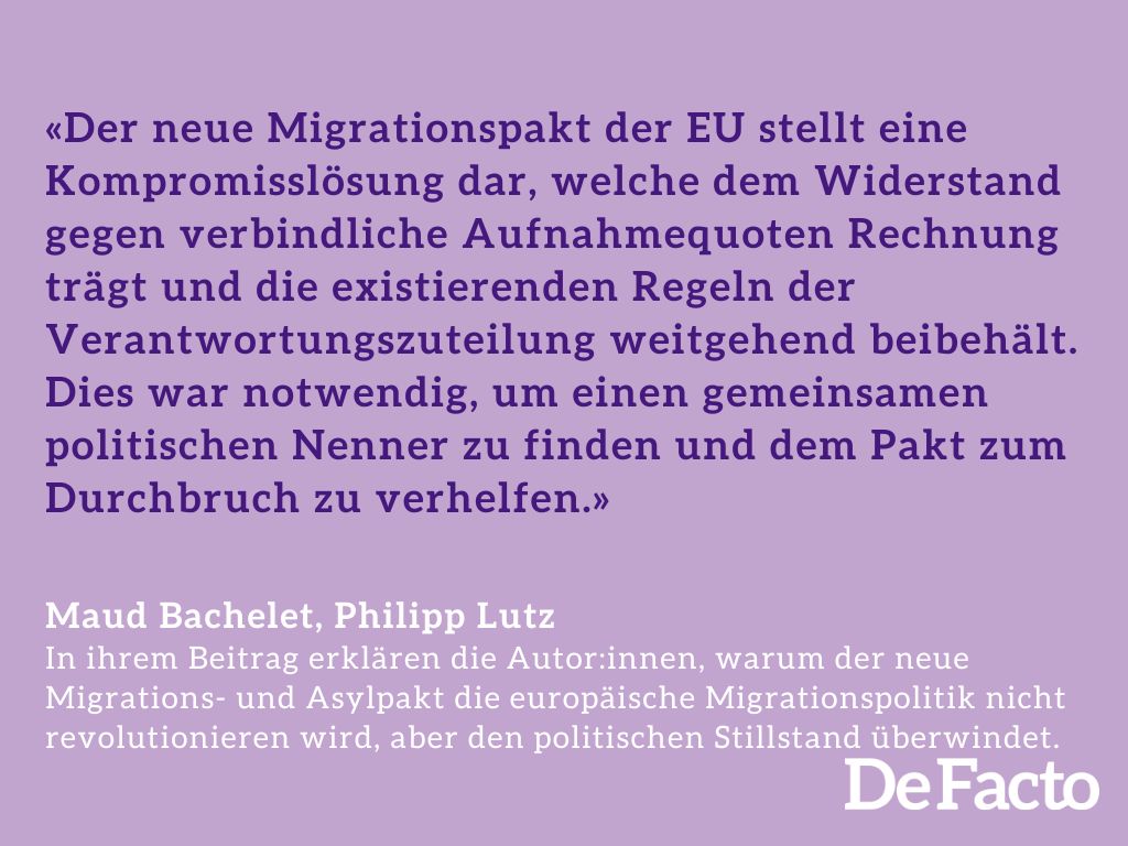 Wie verändert der neue Migrations- und Asylpakt die Verantwortungsteilung in der EU? Maud Bachelet und Philipp Lutz geben Antworten. defacto.expert/2024/03/20/ein…