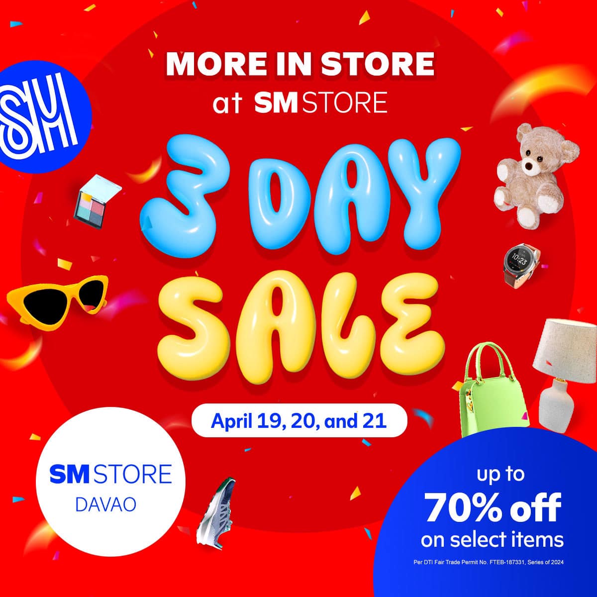 smcitydavao's tweet photo. Get ready for an incredible shopping experience because we've got MORE IN STORE for you at SM Store Davao's 3-DAY SALE! 🎉🛍️

Indulge in discounts of up to 50% OFF on the brands you love! Plus, enjoy an ADDITIONAL 10% OFF from our bank partners! 🤩 https://t.co/1gowzOqYIX
