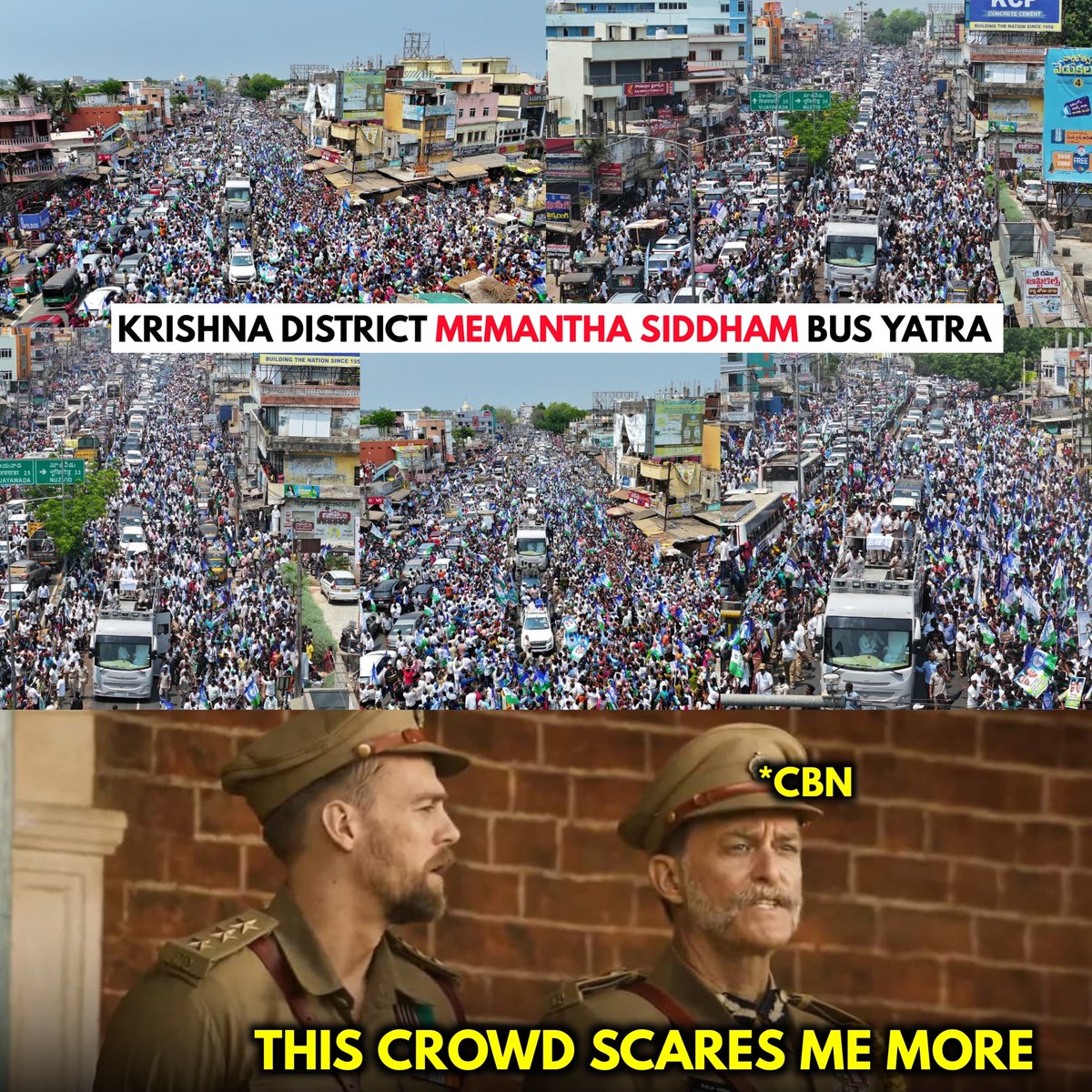 Massive Crowd at Gannavaram Memantha Siddham Bus Yatra  😎🔥

#YSJaganAgain #VoteForFan 
#MemanthaSiddham 
#JaganannaConnects