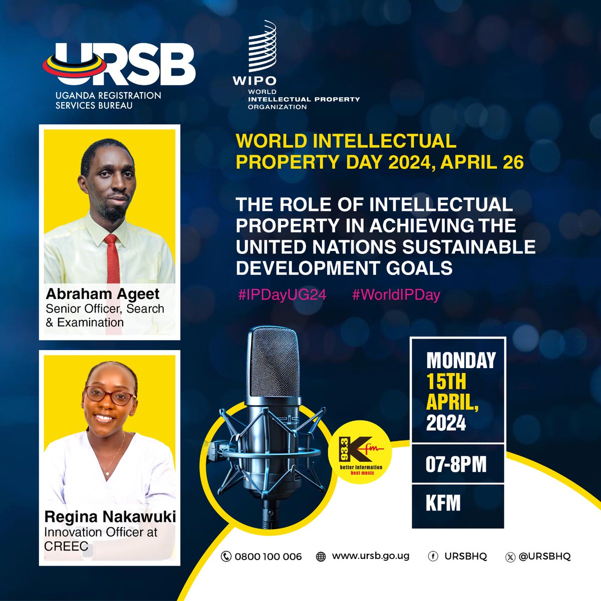 Tune in tonight at 7PM on @933kfm as they host Abraham Ageet, Senior Officer, Search & Examination, and Regina Nakawuki, Innovation Officer at CREEC. Join the discussion on the crucial role of Intellectual Property in advancing the United Nations' sustainable development goals.…