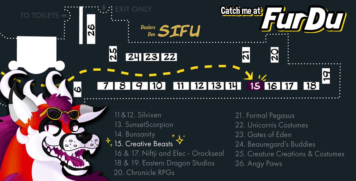 πKyahπ I DONT USE THIS SITE (@creative_beasts) on Twitter photo Here's a mini map to my table at <a href="/FurDUcon/">FurDU</a>
I'll be in room Sifu between <a href="/Bunsanity_/">πΏ crazy ferret lady πΏ</a> and <a href="/Niftji/">Niftji π ARTCADE</a> Here's a mini map to my table at <a href="/FurDUcon/">FurDU</a>
I'll be in room Sifu between <a href="/Bunsanity_/">πΏ crazy ferret lady πΏ</a> and <a href="/Niftji/">Niftji π ARTCADE</a>