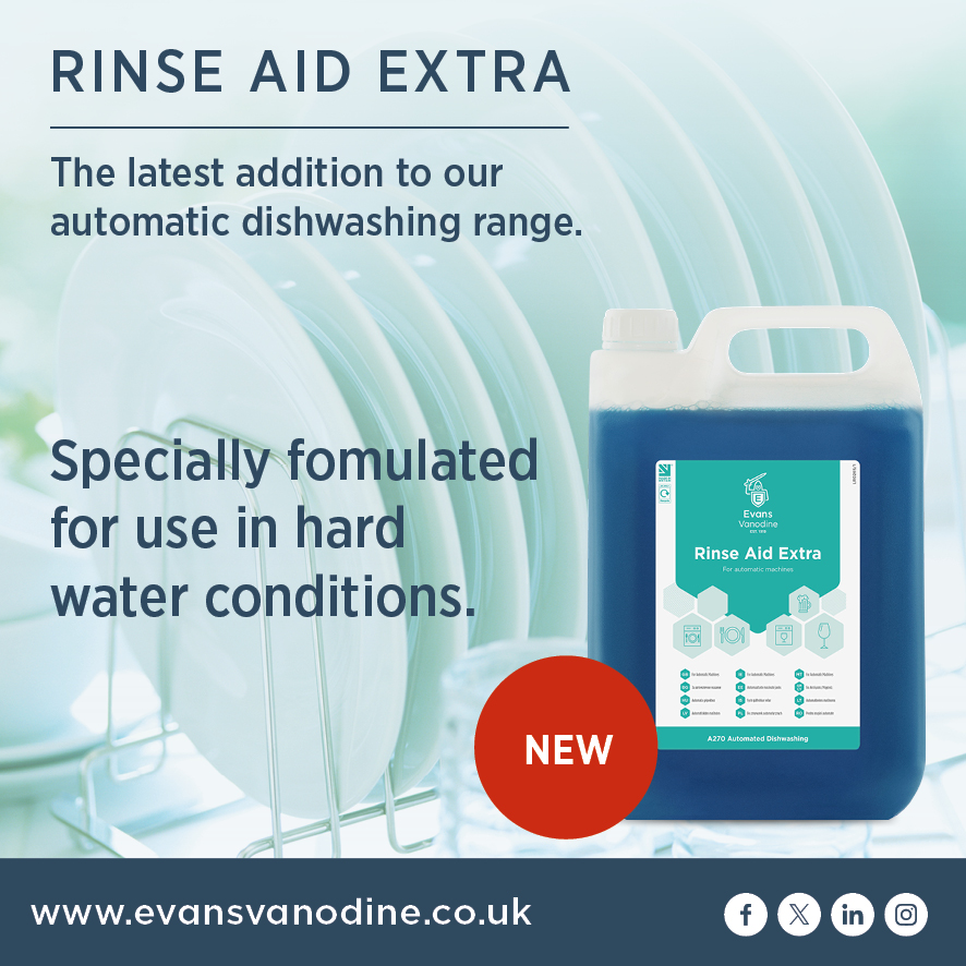 Introducing our newest product, #RinseAidExtra, specially formulated for use in #HardWater, making it an ideal partner to #DishwashExtra. Available to order from today evansvanodine.co.uk/shop/product/a… #ProfessionalHygiene #HORECA #DishwashMachineProducts #CateringCleaning