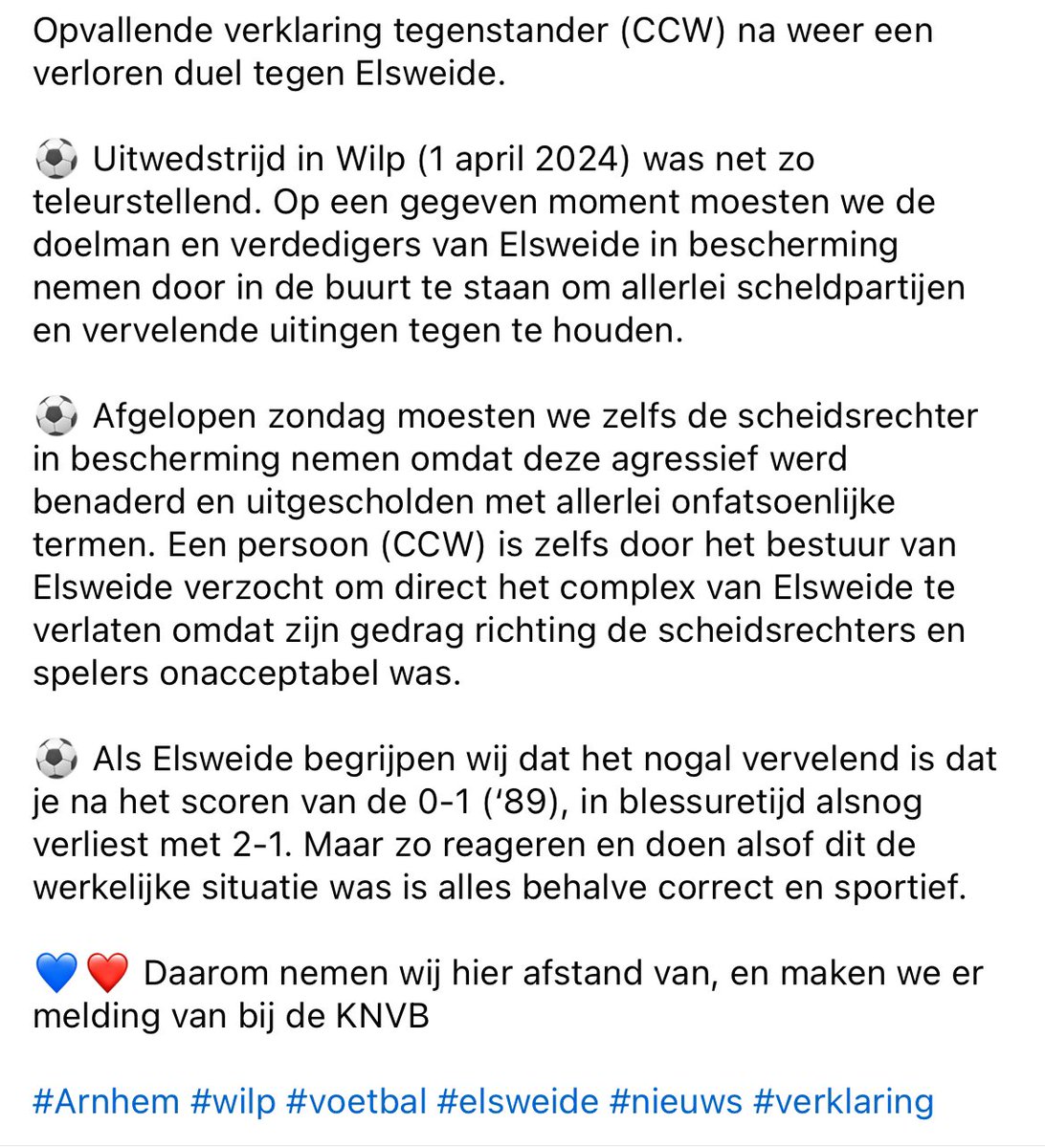 Gelukkig kwam ik dit tegen bij de socials van Elsweide! Prachtig hoe de werkelijkheid anders wordt getoond dan het is! <a href="/KNVBOost/">KNVB Oost</a> #ikwaserookbij #bizar #teleurstelling #nieuws #ruiktnaar #scheidsrechterleeftgelukkignog <a href="/dgarnhem/">De Gelderlander</a> <a href="/OmroepGLD/">Omroep Gelderland</a> <a href="/VI_nl/">Voetbal International</a> <a href="/voetbalzonenl/">Voetbalzone</a> <a href="/ds_Apeldoorn/">de Stentor Apeldoorn</a>