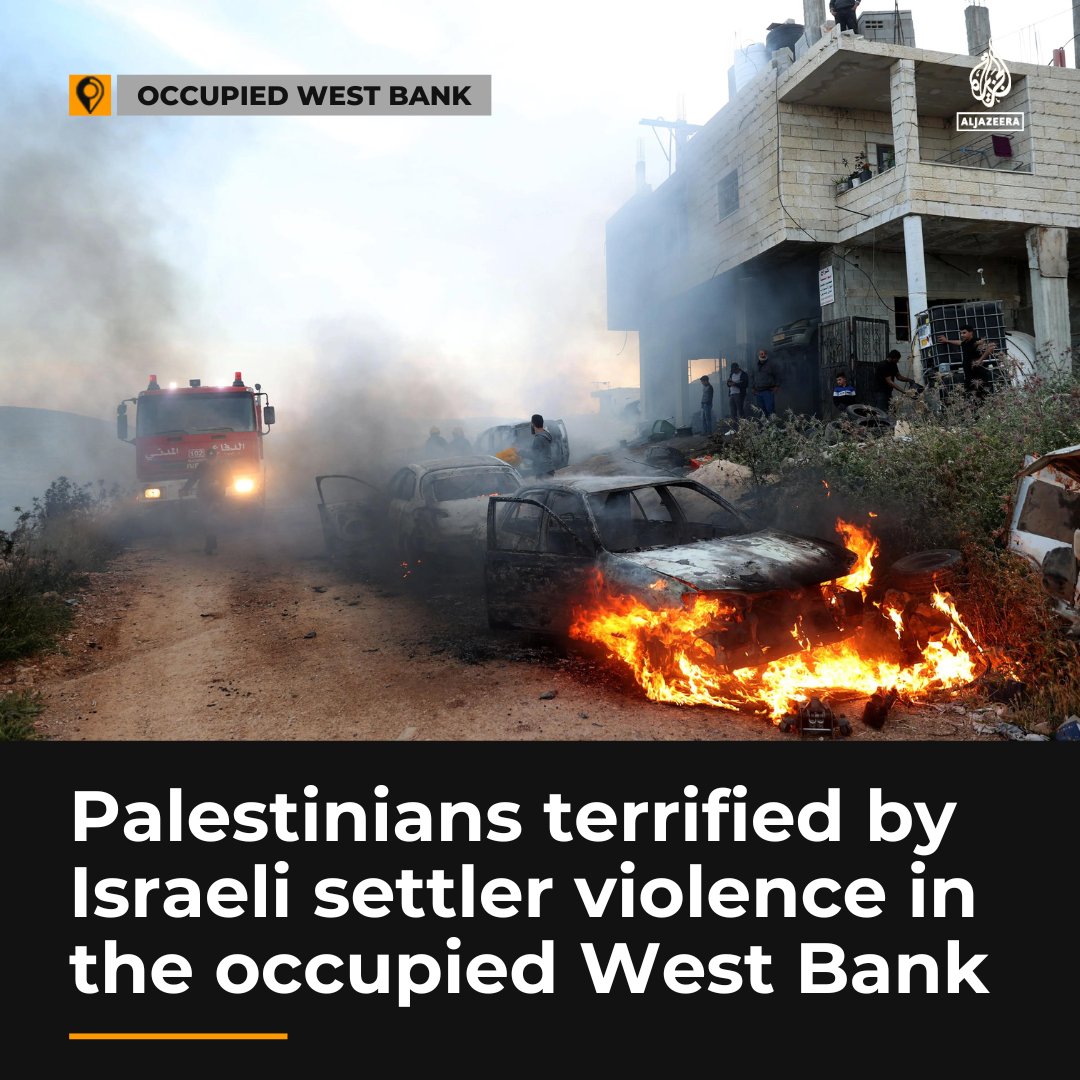 “We are on the edge of an explosion.” Mobs of armed Israeli settlers have attacked Palestinian villages in the occupied West Bank recently, raising people’s fears for their safety aje.io/mr07vv