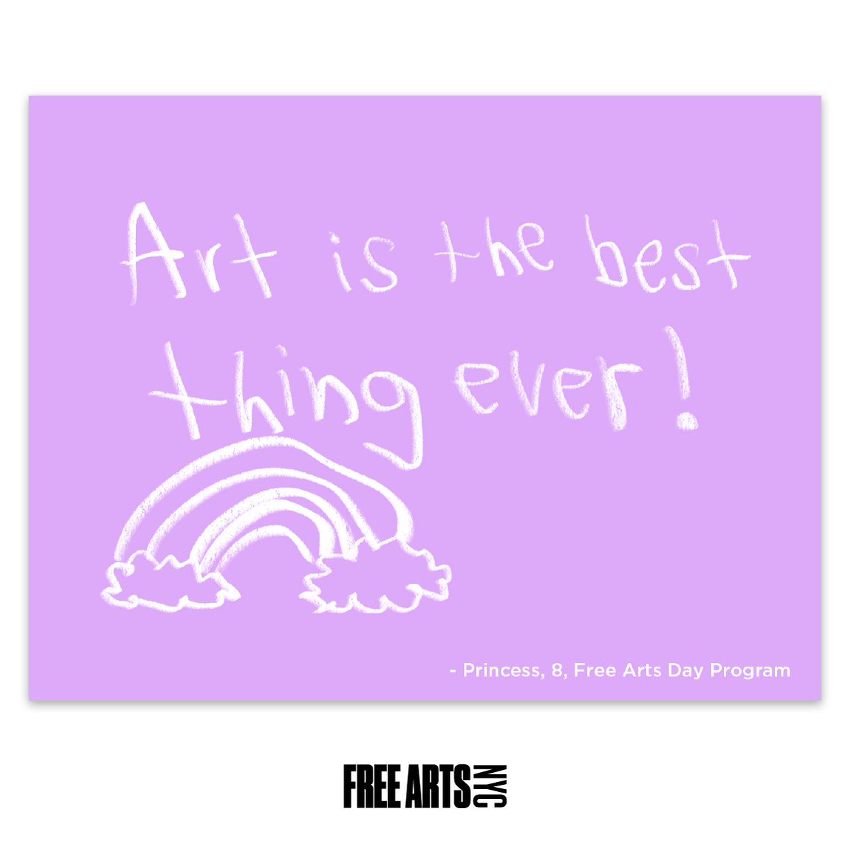 Happy World Art Day! Let's celebrate art for all and ensure young talent of all backgrounds can thrive creatively.

#FANYC #FreeArtsNYC #ArtForAll #WorldArtDay