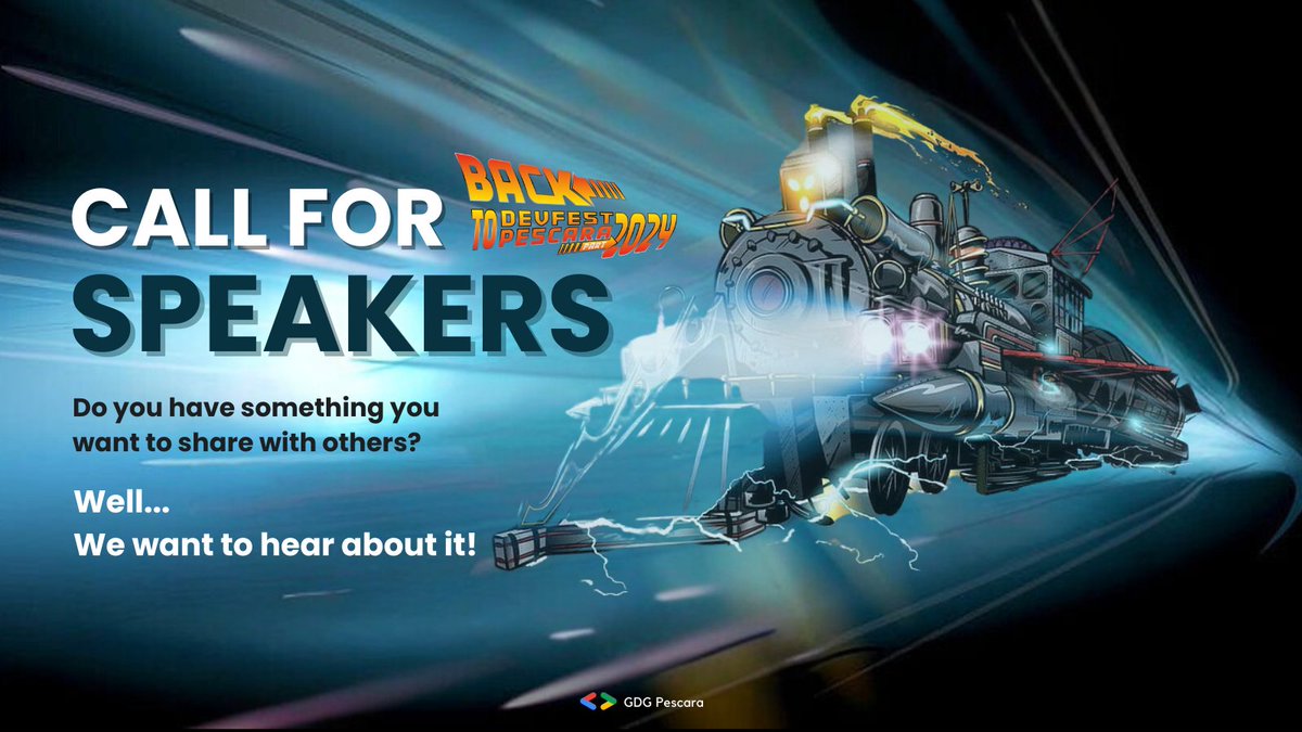 GDGPescara's tweet photo. To all the great minds out there!
➡The Call for Speakers for Devfest Pescara 2024 is officially open!

We are looking forward to read your proposals.

Submit your ideas right now ⬇
https://t.co/PA1WTaMxwv

#speakers #callforspeakers #devfest #devfestpescara #DEVCommunity https://t.co/GC3AxB7I4N