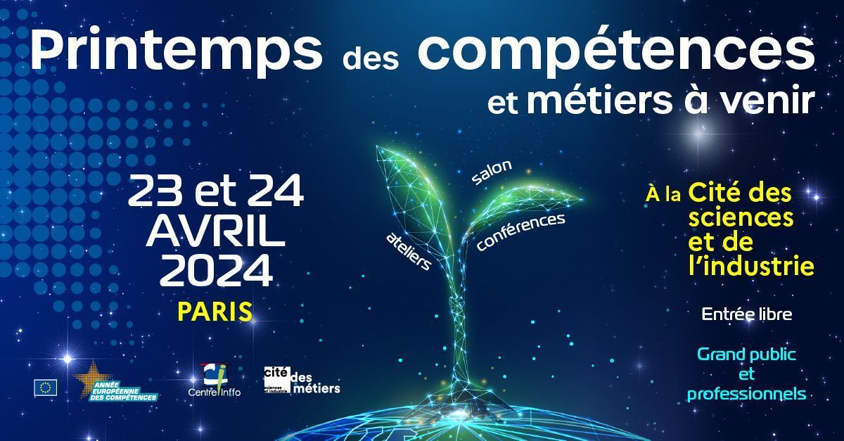 Printemps des compétences et métiers à venir 💼 Les 23 et 24 avril ! Un moment fort et participatif qui reflètera les dynamiques actuelles, accompagnant chacun(e) à choisir sa voie professionnelle. Avec @cdmparis19 👉 cite-sciences.fr/fr/au-programm…