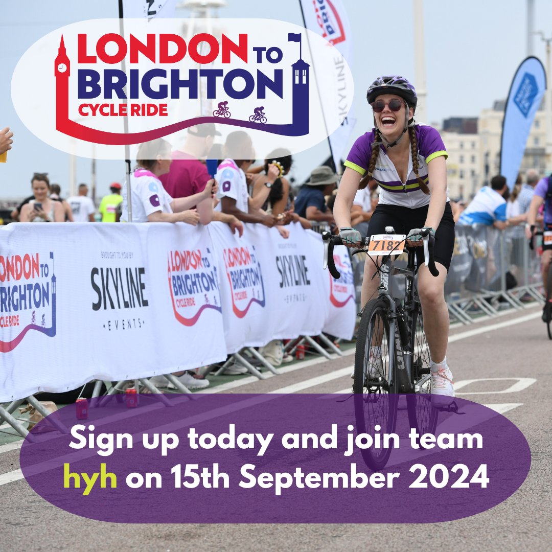 🚴‍♀️Join Team hyh for the London to Brighton!💪 This is the South’s most iconic cycle rides and we are delighted to have places in the 2024 event through our charity partners Skyline! We would love for you to take on the challenge🚴‍♀️ Visit 👉hyh.org.uk/london-to-brig… to register!