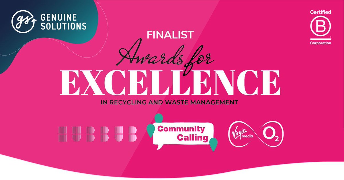 genuinesol's tweet photo. We are proud to be shortlisted with our partners Hubbub and Virgin Media O2 for the 'Reuse Initiative of the Year Award' at the Awards for Excellence in Recycling and Waste Management, in recognition of Community Calling.
@hubbubUK @VMO2News @letsrecycle #communitycalling https://t.co/DYAxt1E66u