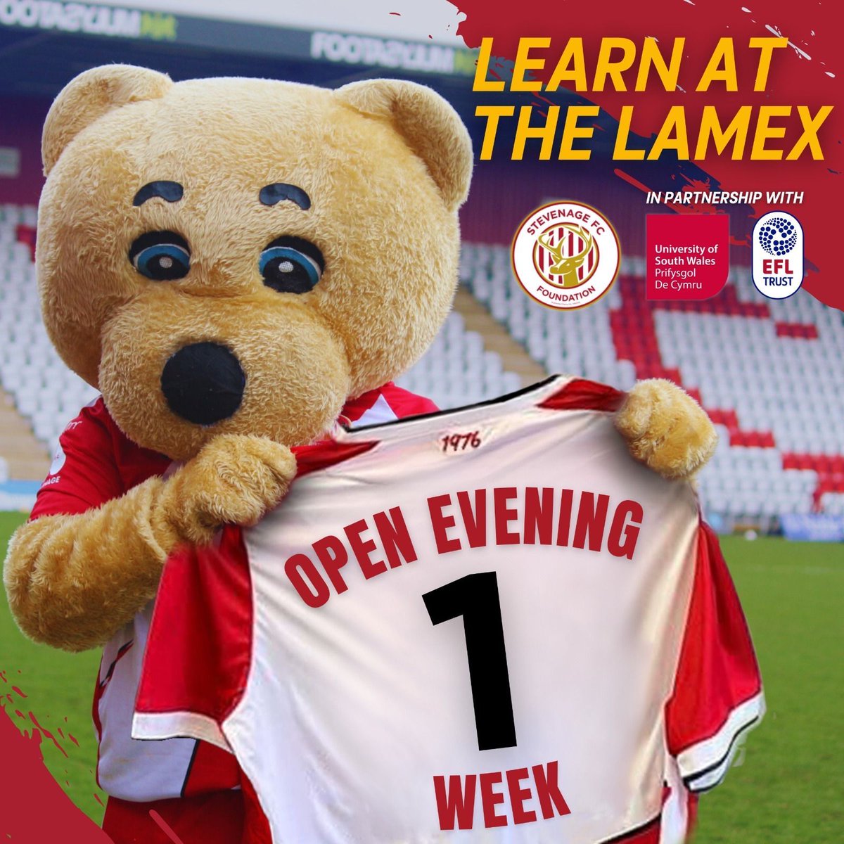 🎓1 week until our open evening, where you can find out more about the higher education courses we deliver! With three courses available, there is a variety of options to take the first step into a career in sport! 🙌 📧Lucy.Burdin@Stevenagefcf.com ☎️07510380635 #university