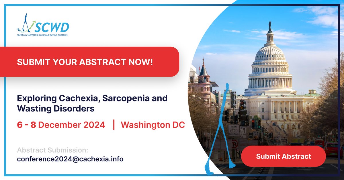Abstract submissions are now open! Prepare & present your abstract during the 17th International Conference on Sarcopenia, Cachexia & Wasting Disorders 2024 in Washington DC USA, Dec 6-8 📝 🔬

🔗 - ow.ly/NAQU50R5ouI

#Sarcopenia #Cachexia #WastingDisorders #SCWD