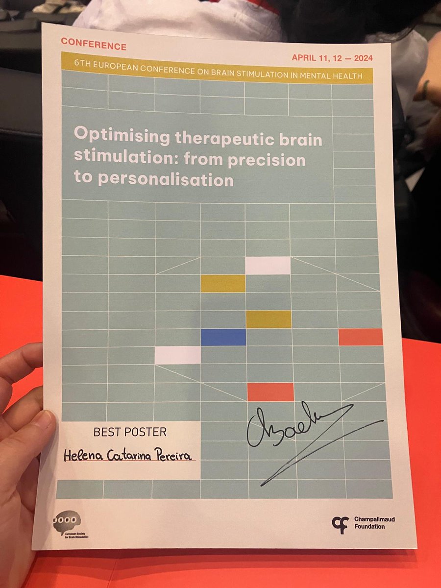 #CIBIT_UC presence at the #6ECBS @ChampalimaudF, ended on a high note! 👏 Congrats to @catawina for winning the Best Poster Award with her work 'Effects of Concurrent Task & Individualized Multichannel tDCS on Social Cognitive Performance in Neurotypical Children & Adolescents'.