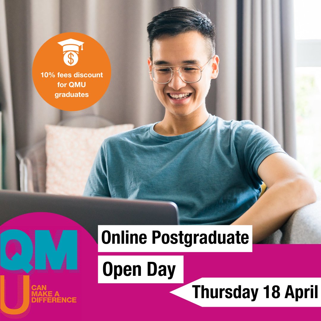 Interested in starting a postgraduate degree this autumn? Then why not pop along to one of QMU’s postgraduate open events in April! Sign up today - ow.ly/qXPm50Re2UL