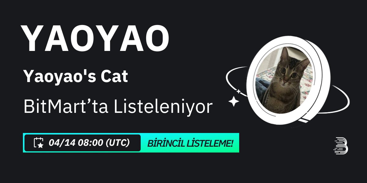 🔥 #BitMart'ta Yaoyao's Cat (YAOYAO) Birincil Listelemesi! 🔥

🪙 İşlem çifti: $YAOYAO / $USDT
💰 Yatırma: Mevcut
📈 Alım-satım: Mevcut

🌟 'SOSYAL' koduyla kayıt ol, 50 USDT ödül kazan 👉 bitmart.com/register-refer…

ℹ️ Daha fazla bilgi için 👉 support.bitmart.com/hc/en-us/artic… #YAOYAO