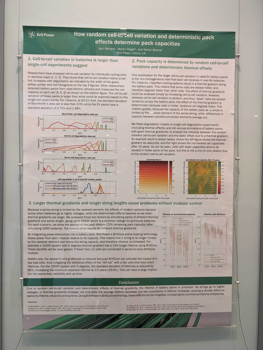 BrillPower's tweet photo. The #OBMS2024 starts today! Meet the team to talk about the results of our research about how battery pack capacities are determined by cell-to-cell variation and deterministic pack effects, between 16:15 &amp; 18:45 at the entrance of lecture room 3 (L3l) @oxengsci #batterymodelling https://t.co/n6o1ZpAKou