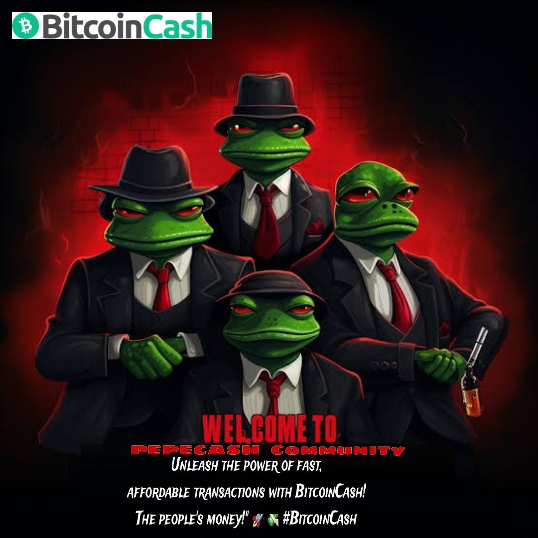 Unleashing the rebel within #BitcoinCash – Fast, affordable, and ready to shake up the crypto scene! 🚀💥 #PEPECASH #BCH
 #BCHisRealBitcoin #NewLeadership #BCHMEMES #BitcoinCash 

@PEPECASHMAFIA @thecyphercat @BCH_Guru @bitcoincashclub