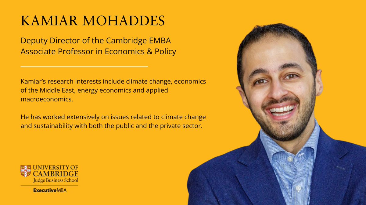 CambridgeEMBA's tweet photo. Join Kamiar Mohaddes (Deputy Director of the Cambridge EMBA) for an information session in London on 7 May!

Kamiar will provide insights on the economic implications of climate change.

Find out more: https://t.co/yY8v7qVKzG

#ExecutiveMBA #CambridgeEMBA #mfin #mbaprogramme https://t.co/ntD59htLSp