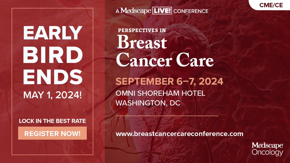 Join us at the 4th Annual Perspectives in Breast Cancer Care in Washington, DC! 🌟 Explore the latest on HR+, HER2+, and triple-negative breast cancer. Network, learn, and engage in dynamic sessions. Register now for the best rate 🎗️ ms.spr.ly/6016c7wGC #PBCClive24