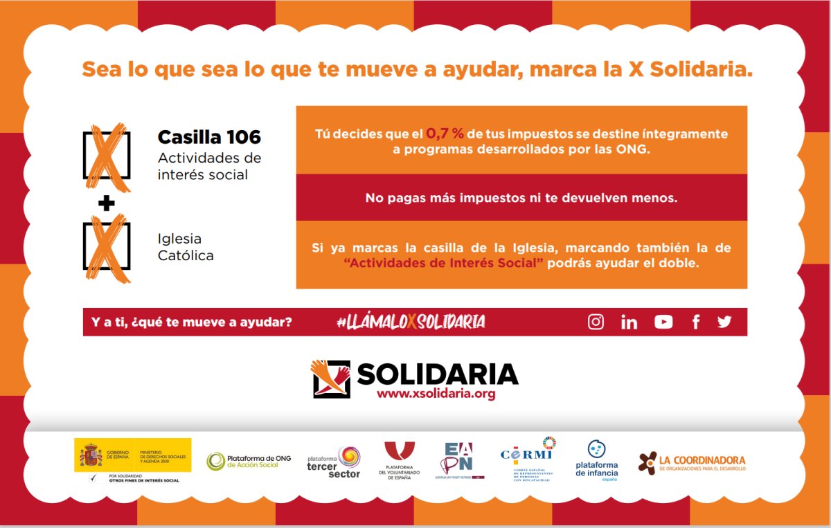 La X más #Solidaria. Comienza la campaña de la #DeclaracióndelaRenta. Marca la 'X' en las 'Actividades de Interés Social' y estarás ofreciendo salidas a las personas más vulnerables. Sé una contribuyente solidaria... xsolidaria.org/que-es-x-solid…