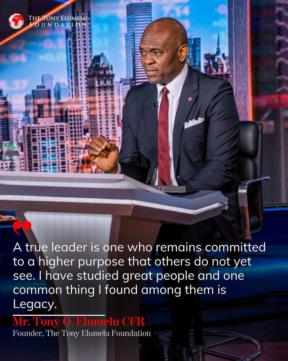 🌟 Monday Motivation for #AfricanEntrepreneurs 🌟

“A true leader is one who remains committed to a higher purpose that others do not yet see. I have studied great people and one common thing I found among them is Legacy.”

- Our Founder, Mr. Tony O. Elumelu CFR (@TonyOElumelu)…