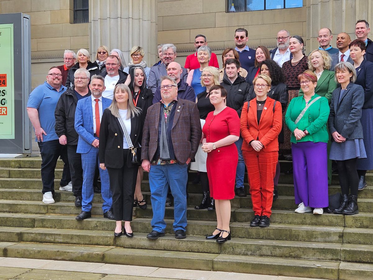 Fair Work Convention members @RozFoyer @MaryAlexander_ @tracygilbert72 and @NerSatnam join fellow trade union colleagues for the start of this year’s @ScottishTUC #STUC24 Congress