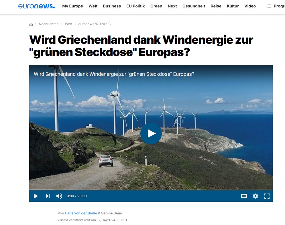 Hi, <a href="/euronews/">euronews</a> <a href="/euronewsde/">Euronews Deutsch</a>. Thanks for the well-balanced + informative documentary on wind energy in Greece. But framing? What happened to the EN headline? The DE headline seems to reflect your report much better, @euronewsreport?  Won't share the EN version now...