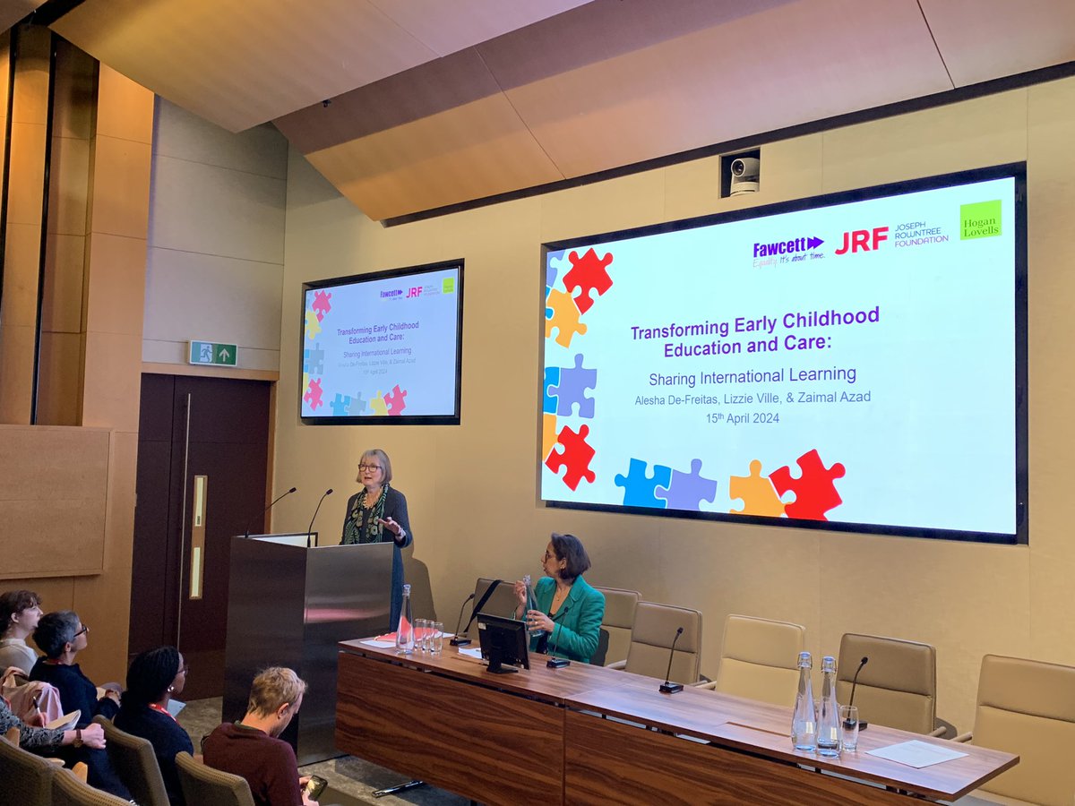 We are at @HoganLovells this morning for the launch of our latest report of Part 2 of Transforming Early Childhood Education and Care, supported by @jrf_uk 

Fawcett Chair @HarrietHarman kicks us off. 

Read the report: fawcettsociety.org.uk/transforming-e…