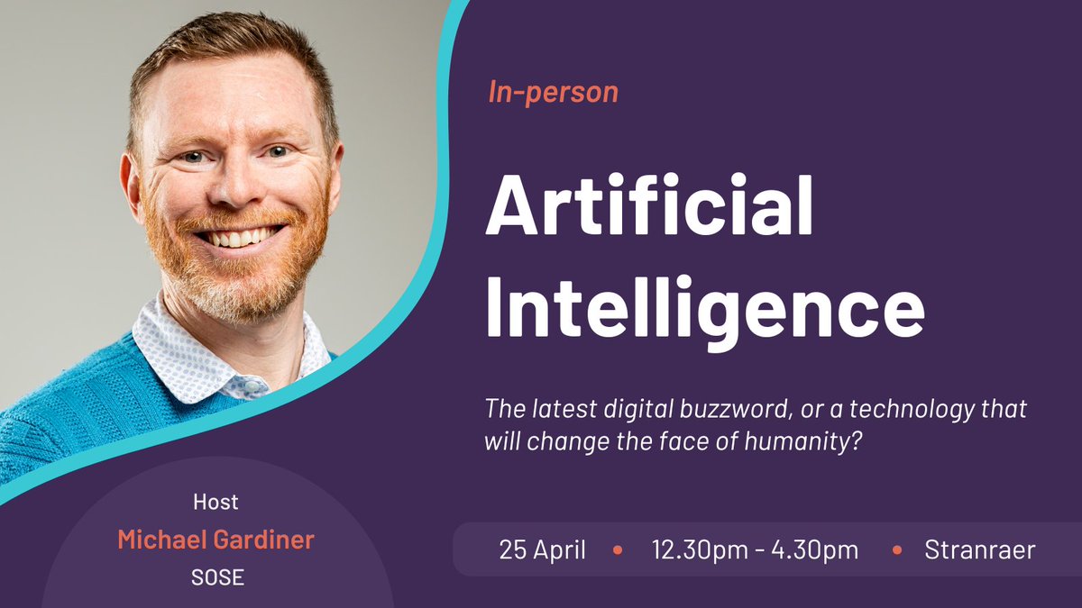 🚀Join us for an exciting session on the latest trends in AI! 📅25 April 🕗12.30pm - 4.30pm 📍Stranraer Find out more and to register 👇 ow.ly/PbVG50RfeL7 #SuccessStartsHere