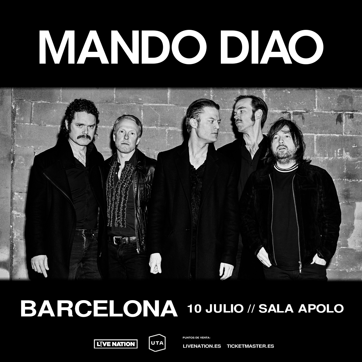 ¡Mando Diao anuncia su regreso a Barcelona! La banda actuará el próximo 10 de julio en la Sala Apolo. Entradas a la venta el martes 16 de abril a las 11h ➕ info preventas y precios en livenation.es/noticias