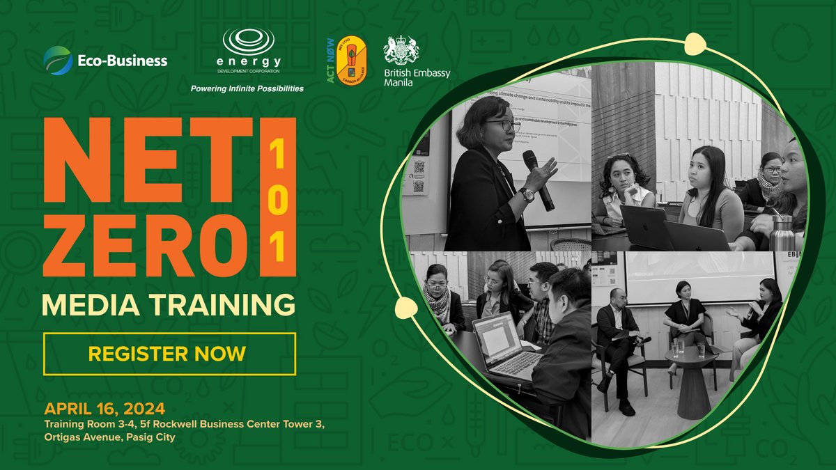 We are partnering with the Net Zero Carbon Alliance & @ecobusinesscom to hold the 🇵🇭's first Net Zero 101 Media Training. This will delve into the importance of media & communications in driving the climate agenda. #ClimateAction #NetZero