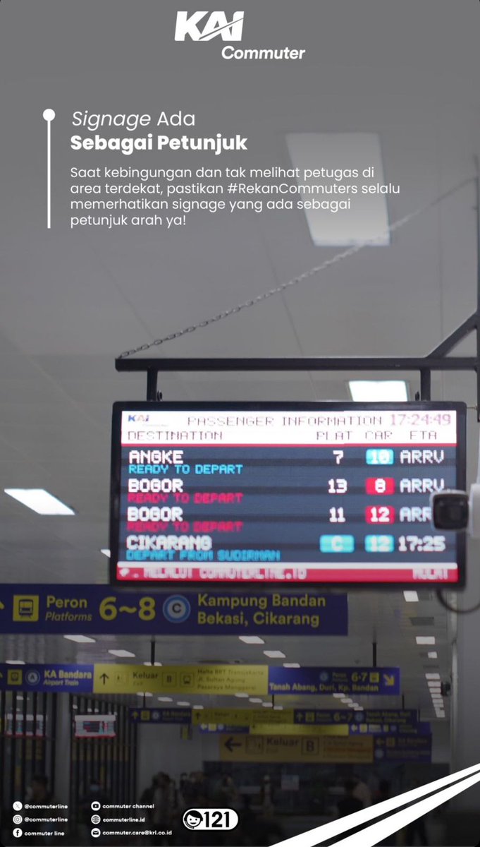 Saat kebingungan dan tak melihat petugas di area terdekat, pastikan #RekanCommuters selalu memerhatikan signage yang ada sebagai petunjuk arah, ya! #GayaGenerasiUrban