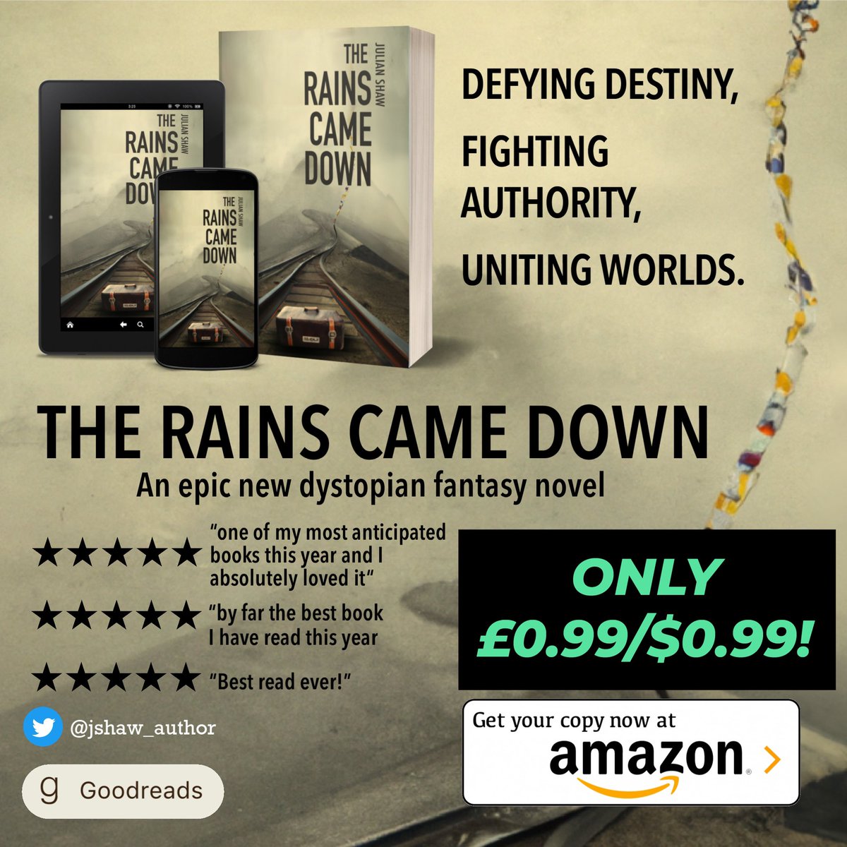 jshaw_author's tweet image. Almost 600 copies shifted this weekend! Wow! If you got a copy, please, please, please REVIEW! Thanks! #indieauthors need reviews!

Because of the success of the #freegiveaway I’m dropping the normal cost to £0.99/$0.99 from now on! 

GET YOUR COPY: amzn.eu/d/8Bjs7Z5