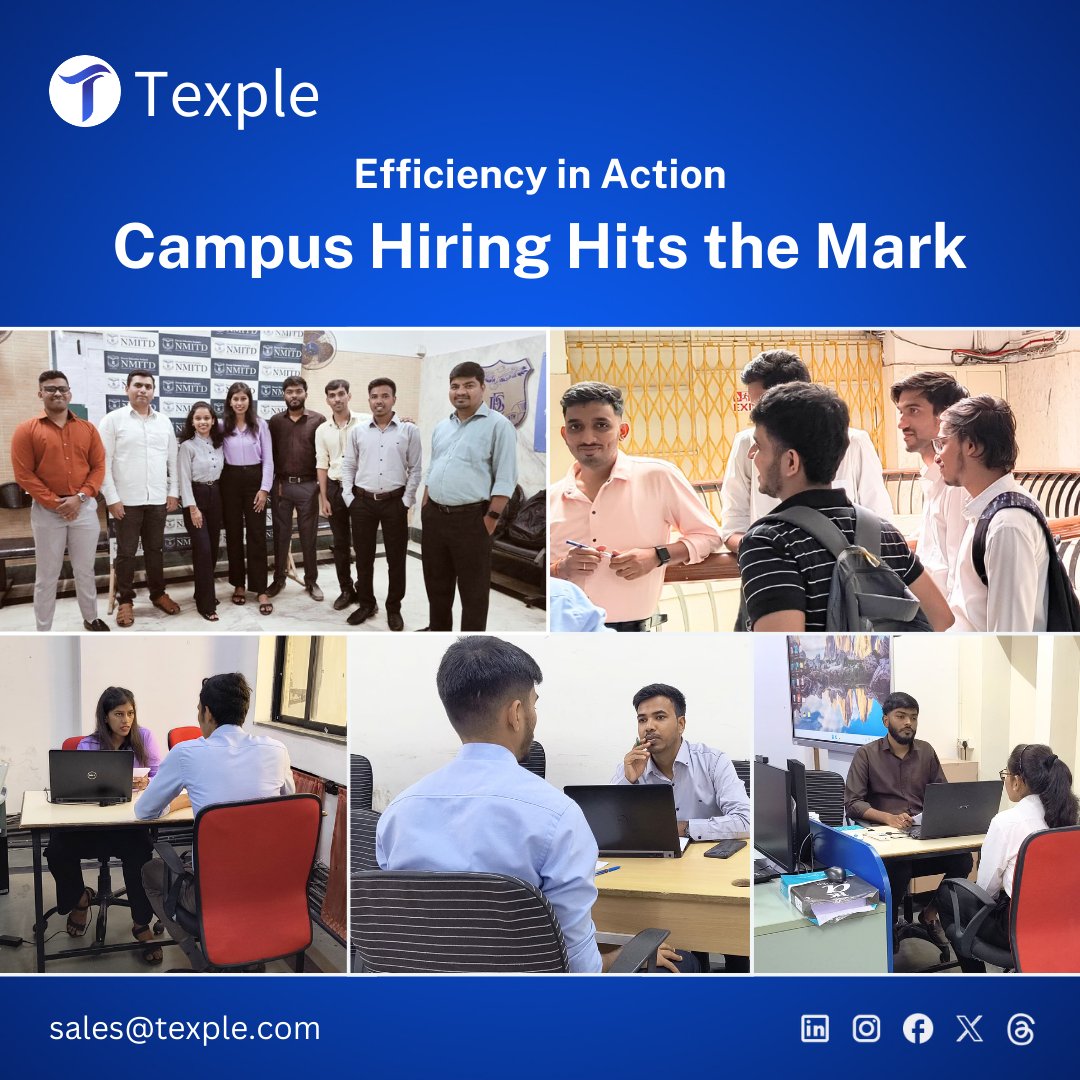 Exciting news! Campus hiring at @desnavinchandra  is a wrap! 🎓 We've met many talented students and are thrilled to welcome new additions to our team. 🚀

A big thank you to @desnavinchandra for their support during this process!  🙏

#CampusHiring #NewTalent #TexpleTech