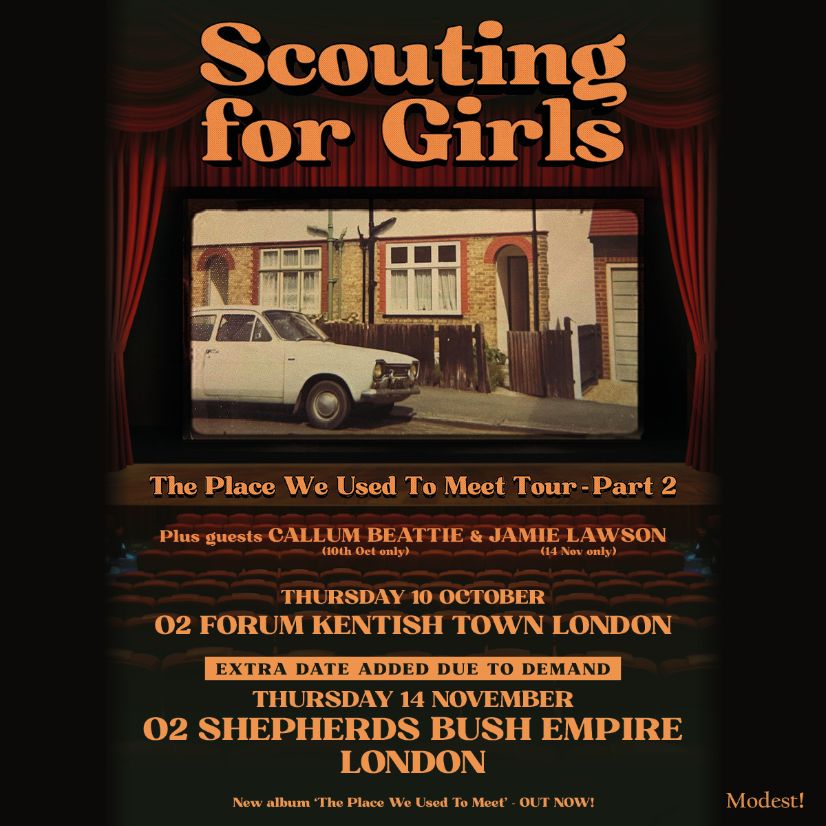 🎉 @Scouting4Girls have added an extra London show @O2SBE to their Autumn 2024 tour! 🎟️ With special guests @callumbeattieuk and @jamielawsonuk also just added to the tour Get tickets on Friday at 10am: bit.ly/3vZU2In