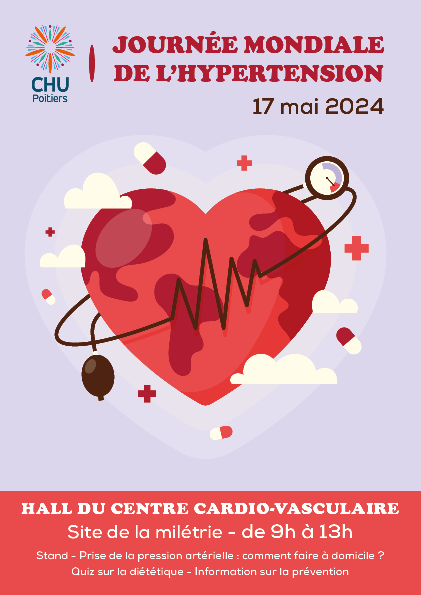 🩺 #Onprendsoindevous | 17/05 : journée mondiale de l’ #hypertensionArtérielle, maladie chronique la plus fréquente en France. 📆 RDV le 17/05 de 9h à 13h pour rencontrer nos professionnels, prendre votre #tension et découvrir les #nouvellestechnologies liées au traitement.