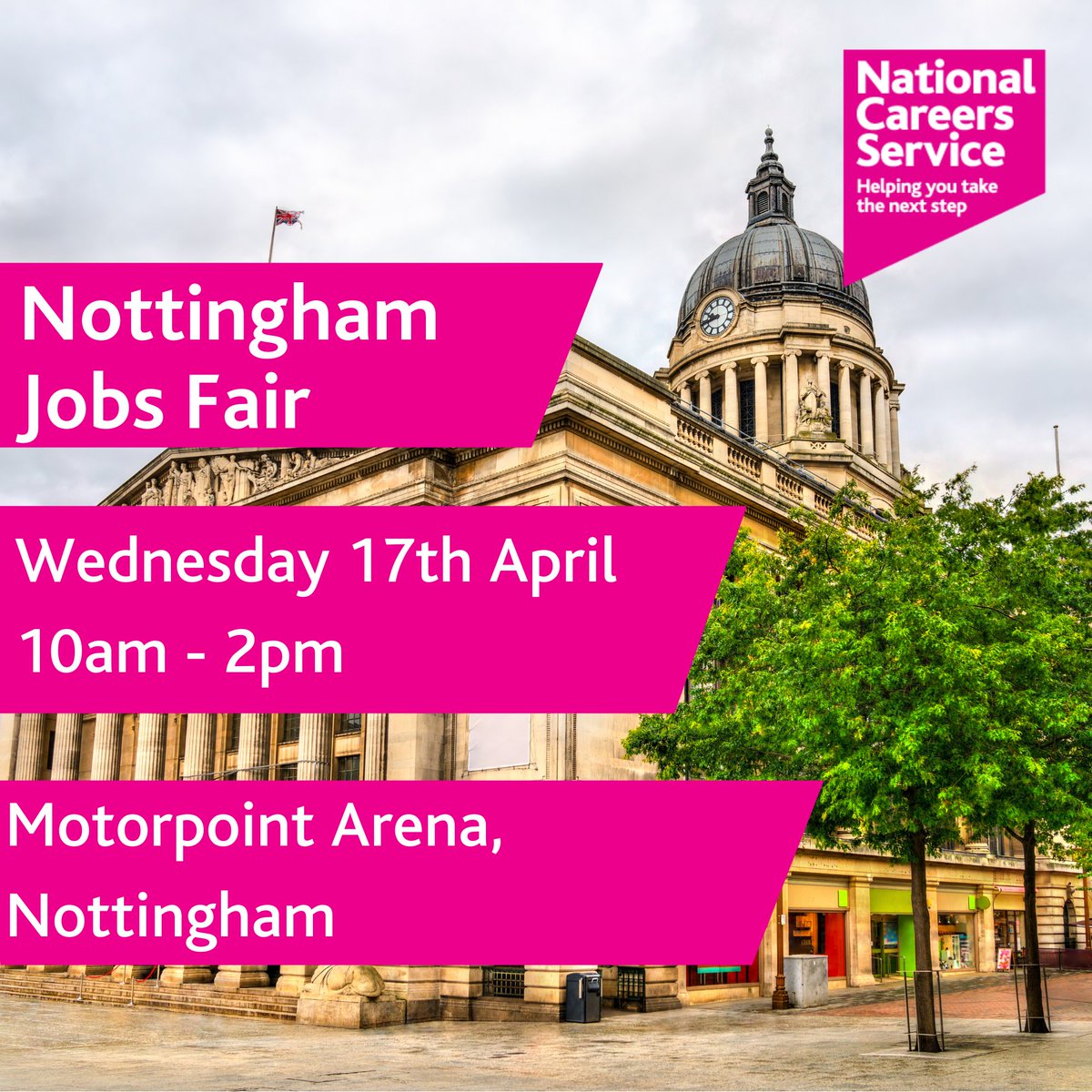 Only two days to go, #Nottingham! 🙌 We're getting excited for Wednesday's Jobs Fair at Motorpoint Arena, and we hope you are, too! It gives you a fantastic opportunity to learn more about how you can take the next step in your career journey - and we'll be right be your side.