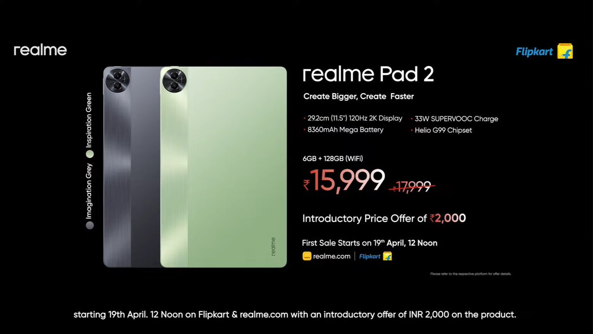 Realme Buds T110 and Realme Pad 2 (WiFi Variant) also launched along with #realmePseries5G

◇ Actual Price:
• Realme Buds T110 = ₹1,499/-

• Realme Pad 2 (WiFi Variant):
- 6GB+128GB = ₹17,999/-

#realme #realmeBudsT110 #realmePad2