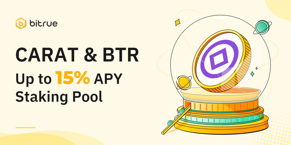 🌟 Introducing a new $BTR staking pool on #Bitrue! @DiamondStandard ⛏️ Stake $BTR and $CARAT to earn up to 15% APY in $CARAT ⏰ Starts 15th April, 10:00 UTC 💰 Earn now bitrue.com/yield-farming Details: support.bitrue.com/hc/en-001/arti…