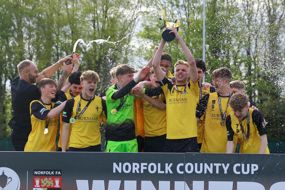 We done it !! This was our target !!Massive achievement so proud of each of our players. Fully deserved for the seasons hard work🎉🍾👻🏆 well played Heacham and we send our best wishes to their goalkeeper George that picked up a terrible injury on 40min. Speedy recovery