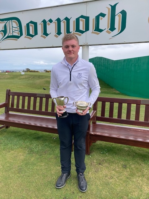 Congrats to Royal Dornoch member Alex Innes after double success at yesterday's Junior Open. Alex picked up the Matheson Trophy (best overall scratch) with a 71 and the Phimister Trophy (best net from a Royal Dornoch member) with a 66. Full results ⬇️⬇️⬇️ golfgenius.com/pages/10506101…