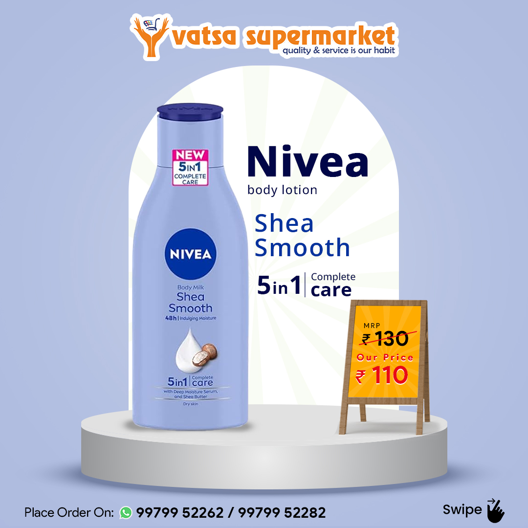 Drench your skin in moisture with Nivea Body Lotion.
.
#Vatsasupermarket #Niveabodylotion #beststore #Supermart #groceries #BestServices #onlineshoppingstore #delivering #Extraordinary #freshingredients #specialoffers #hygineproducts #onlineshopping #deliveryservice #bestquality