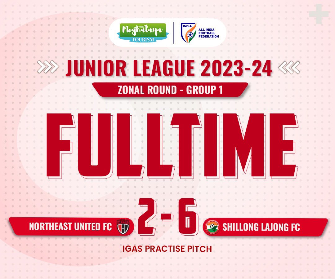 Our U15 Reds defeated North-East United FC by 6-2 in today’s match of the AIFF Junior League 2023-24👊🔴👏🏻 #U15ileague #shillonglajong #lajong #shillong #meghalayatourism #meghalaya #sarongiakalajong