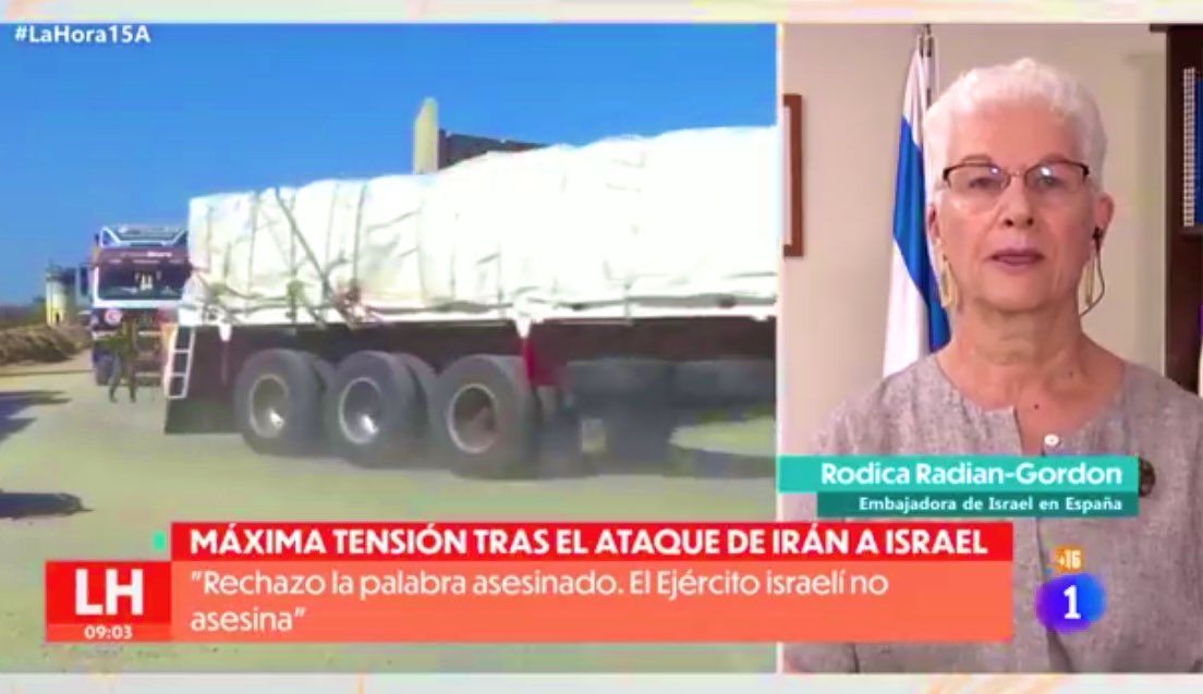 Dice la Embajadora de Israel en España, sobre el “ataque” respuesta de Irán, con un total de CERO BAJAS, que ha sido ‘Un ataque salvaje sin precedentes’ También tiene el cuajo de decir que ‘Lo que pasa en Gaza está muy lejos de ser un genocidio’ Entonces los más de 30.000 mil…
