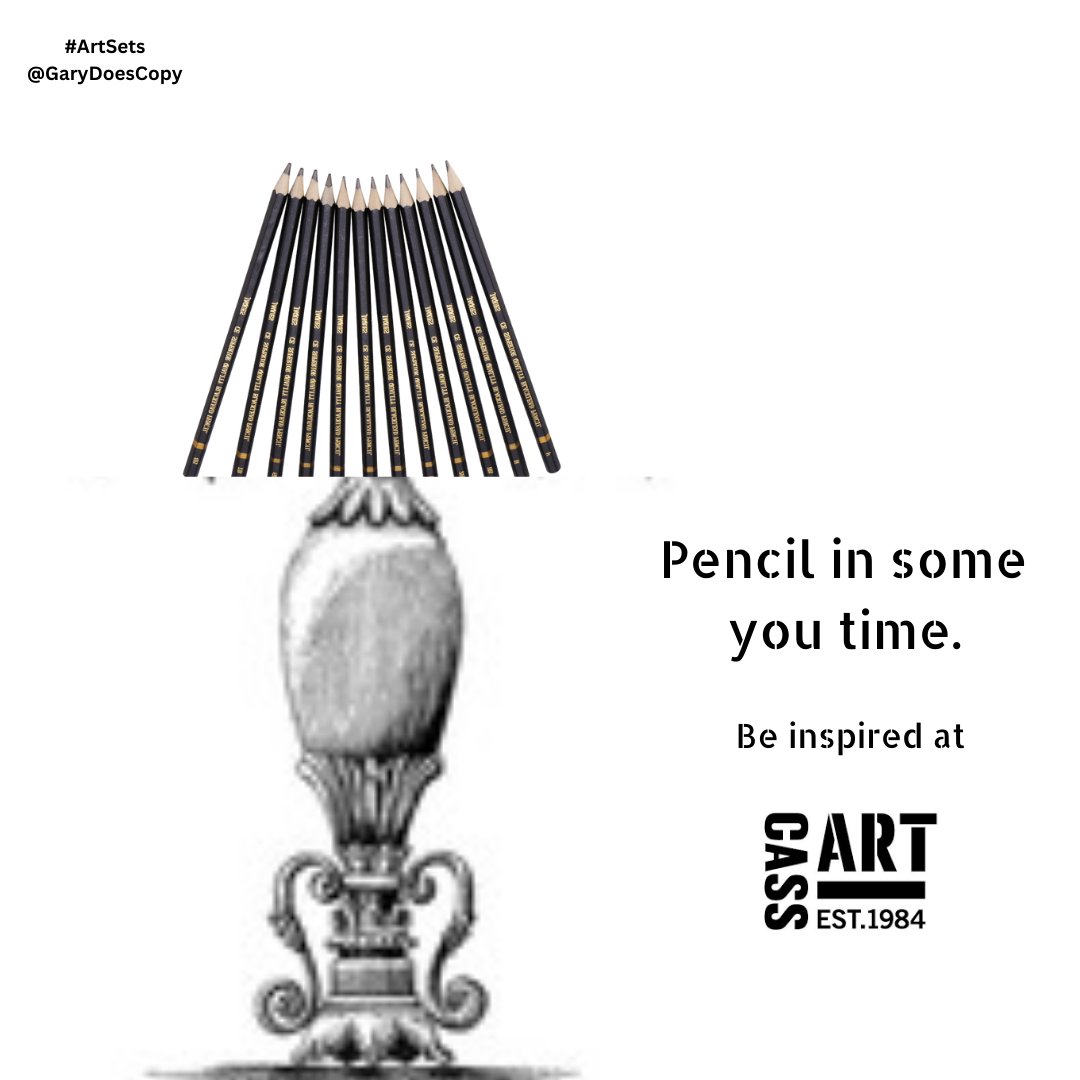 GaryDoesCopy's tweet photo. Pencil in some you time - advertise #ArtSets
@OneMinuteBriefs @CASSART1984 #CassArt #design #copywriting #advertising #art https://t.co/vt6F6Pb6bh