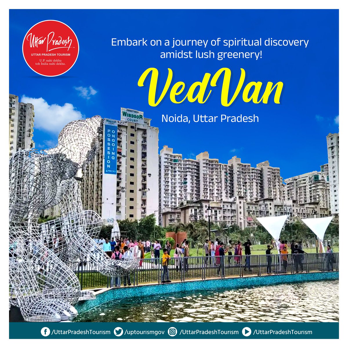 uptourismgov's tweet photo. Step into the world of ancient wisdom at India's first #Vedic-themed park in #Noida!
#VedVan invites you to explore a window into the profound teachings of the Vedas, surrounded by over 50,000 plants mentioned in #VedicLiterature.
#SpiritualJourney #Spirituality #Greenery https://t.co/Vkp6fgQHsz