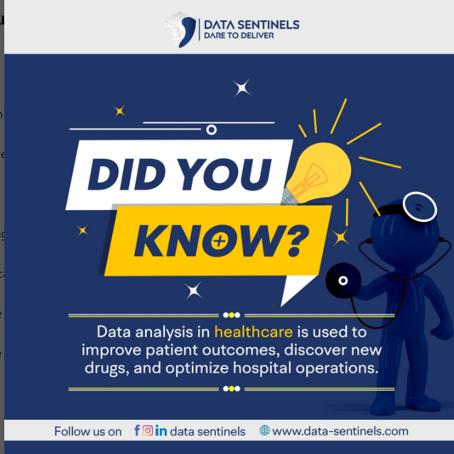Data_Sentinels's tweet photo. 🏣📈Did you know that data analysis is the cornerstone of improving patient outcomes, discovering groundbreaking drugs, and optimizing hospital operations? @datasentinels we're on a mission to use data for good in the healthcare sector. 💼💉 #Data_Sentinels #HealthcareData https://t.co/wfp1RzbtuG