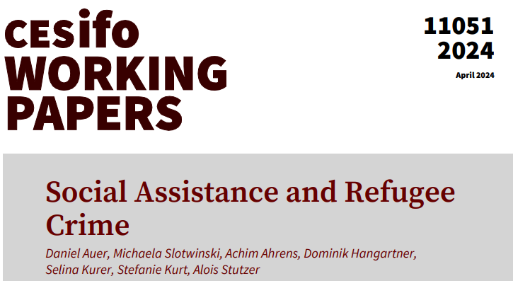 CESifo (@cesifonetwork) on Twitter photo Social Assistance and Refugee Crime | Daniel Auer <a href="/MichaelaSlotwi1/">Michaela Slotwinski</a> <a href="/acahrens/">Achim Ahrens</a> Dominik Hangartner, Selina Kurer, Stefanie Kurt, Alois Stutzer
#econtwitter cesifo.org/en/publication… Social Assistance and Refugee Crime | Daniel Auer <a href="/MichaelaSlotwi1/">Michaela Slotwinski</a> <a href="/acahrens/">Achim Ahrens</a> Dominik Hangartner, Selina Kurer, Stefanie Kurt, Alois Stutzer
#econtwitter cesifo.org/en/publication…