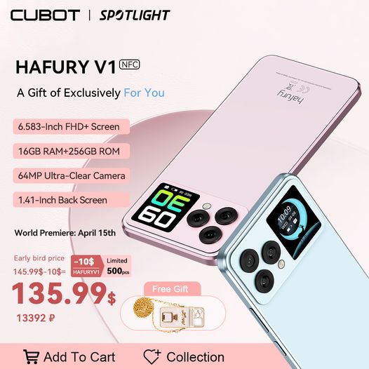Hafury V1 is a smartphone for girls with dual displays and a vibrant design. Early price is just 135.99$. Limited quantity available, don't miss out! ⏰world premiere from April 15 to April 19 🔗Buy now：s.click.aliexpress.com/e/_omjEyBA 🎁Join Giveaway: bit.ly/49lkw52