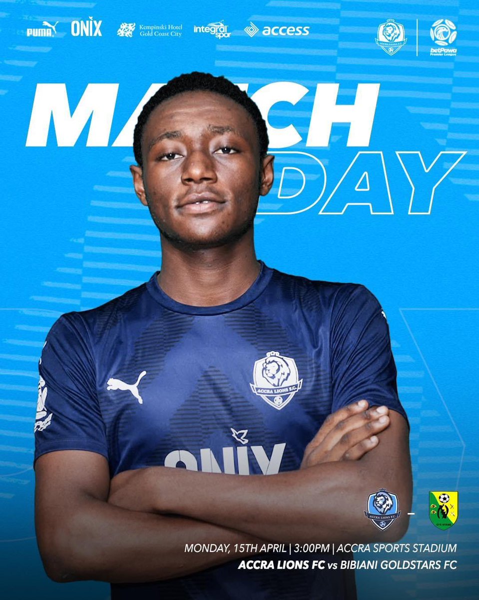 @GhanaLeague - Matchday 26 Accra Lions v @GoldStarsSc Kick-off will be at 3pm today Venue: Accra Sports Stadium #yennyinaadea #accralions #MatchDay26 #GhanaPremierLeague